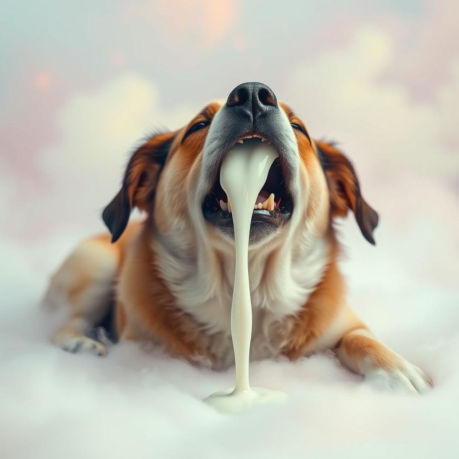 Dream : Milk coming out of a dog's mouth in a dream