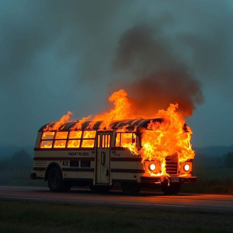 Dream : Minibus burning in a dream