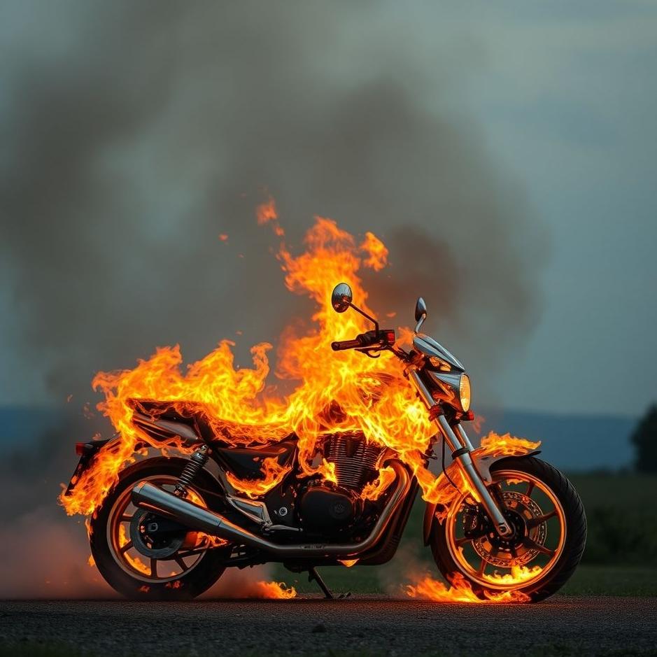 Dream : Motorcycle burning in a dream