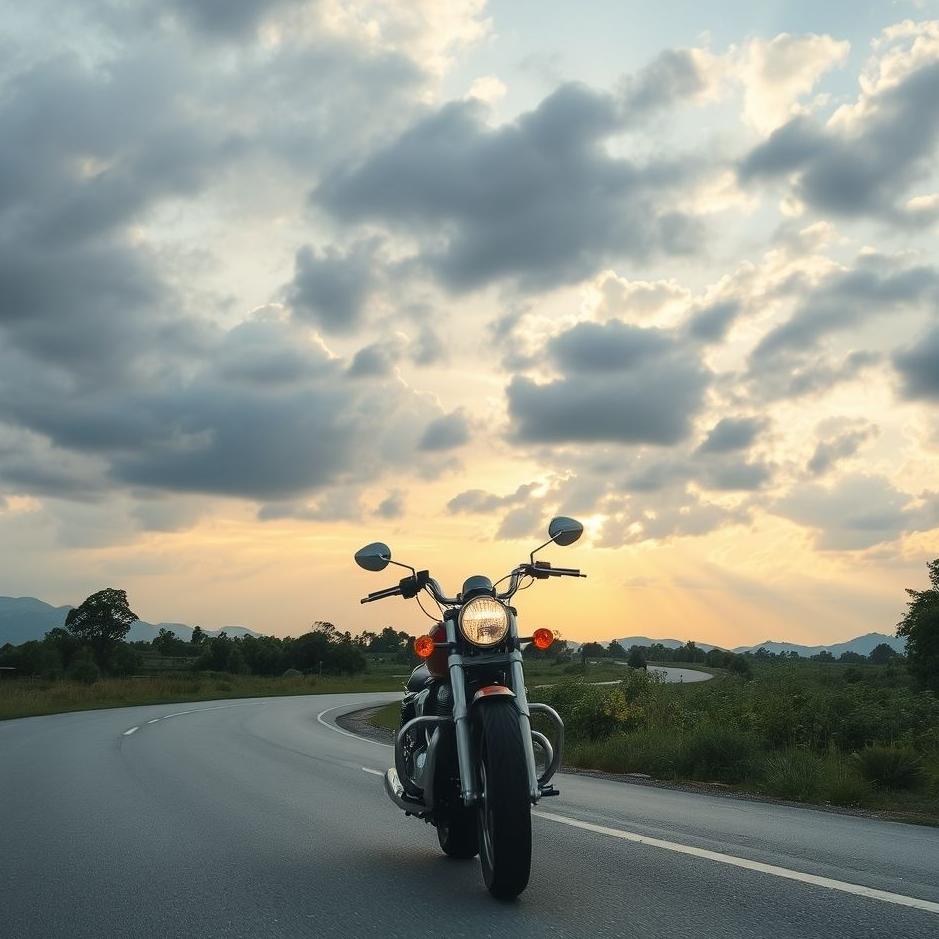 Dream : Motorcycle on the road in a dream