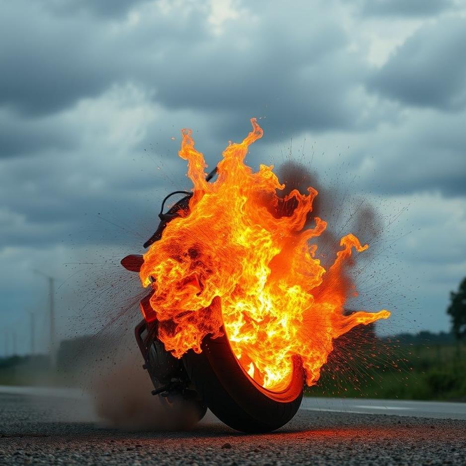 Dream : Motorcycle tire burst in a dream