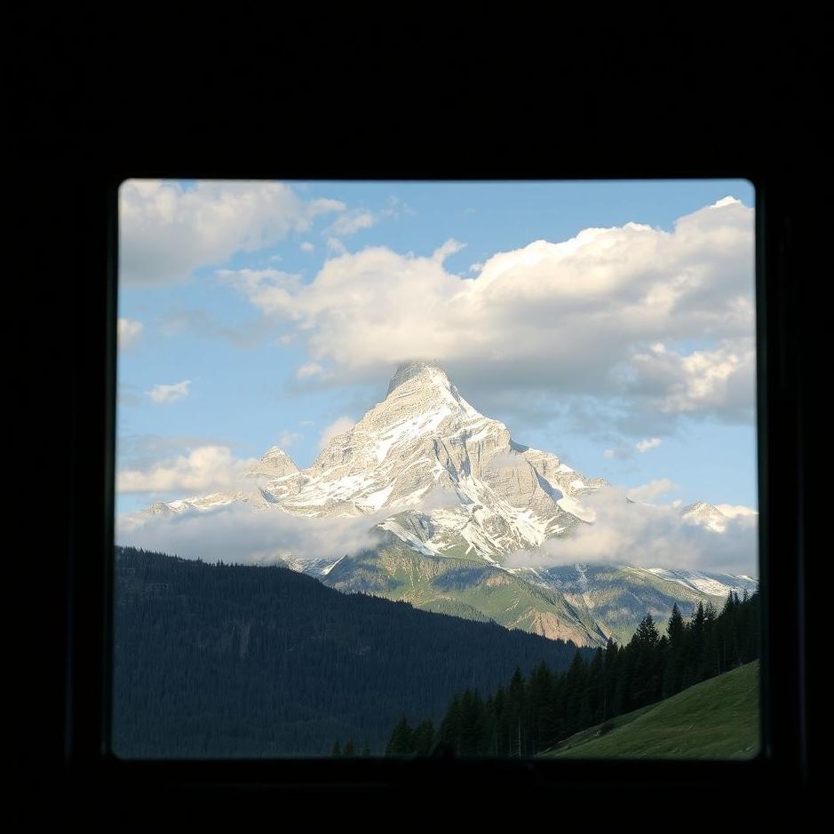 Dream : Mountain through the window in a dream