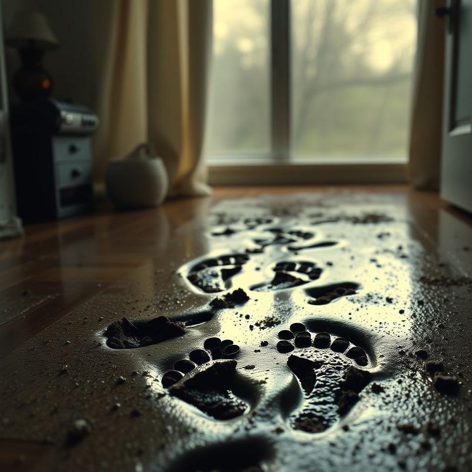 Dream : Muddy footprints at home in a dream