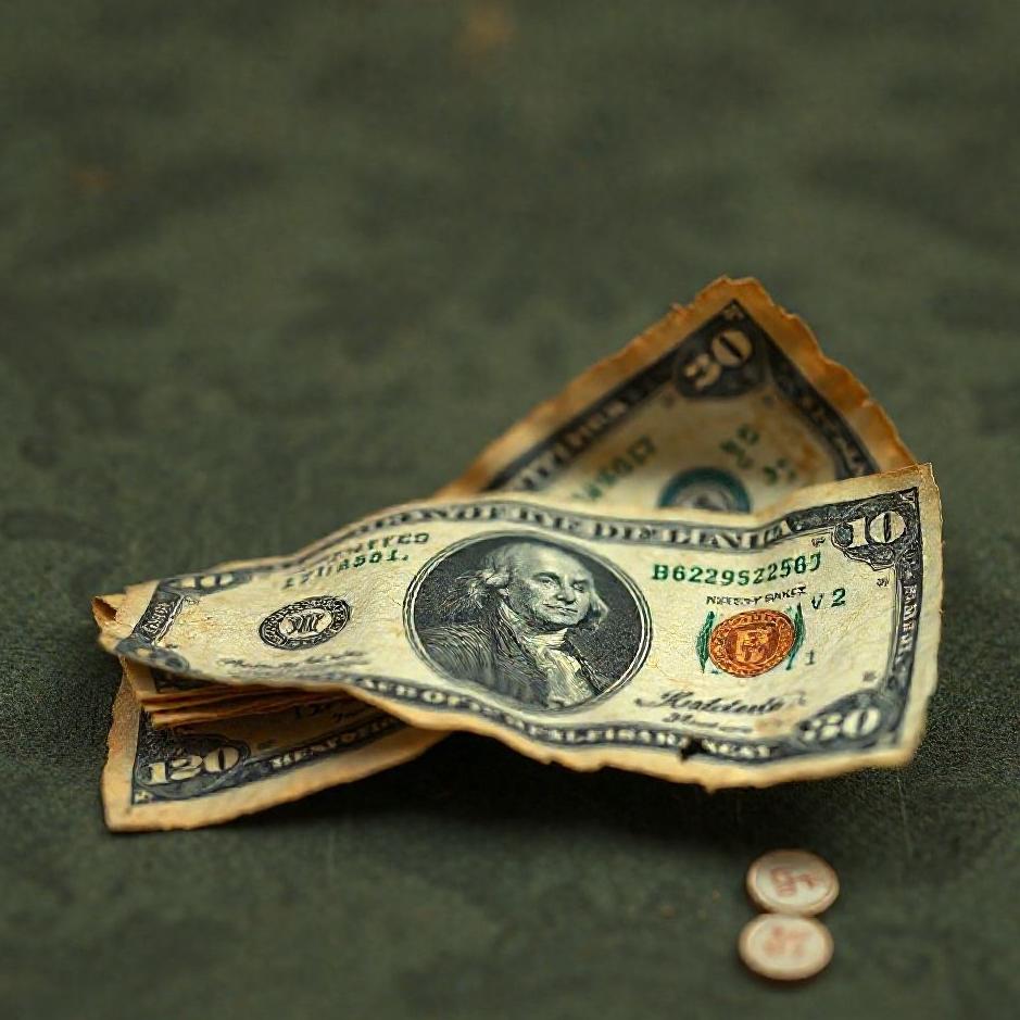 Dream : Old and torn money in a dream