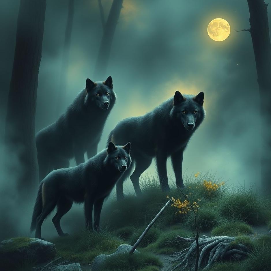 Dream : Pack of black wolves in a dream