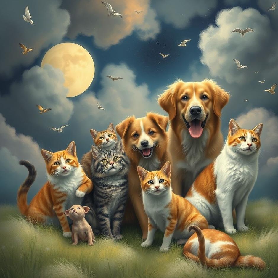 Dream : Pack of cats and dogs in a dream