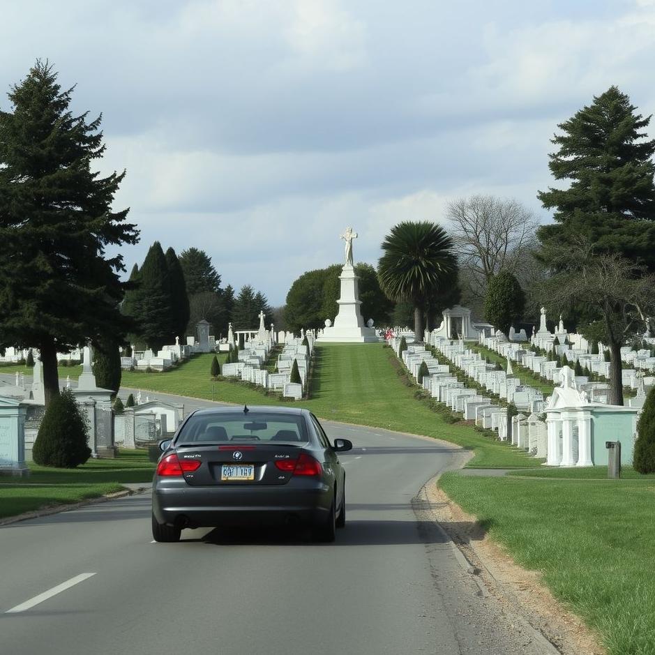 Dream : Passing through a cemetery by car