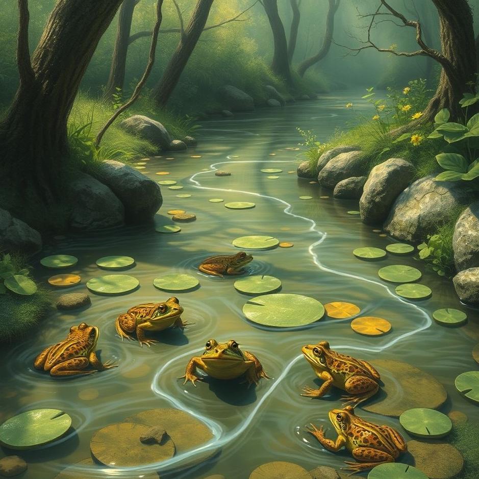 Dream : Passing through a stream with frogs in your dream