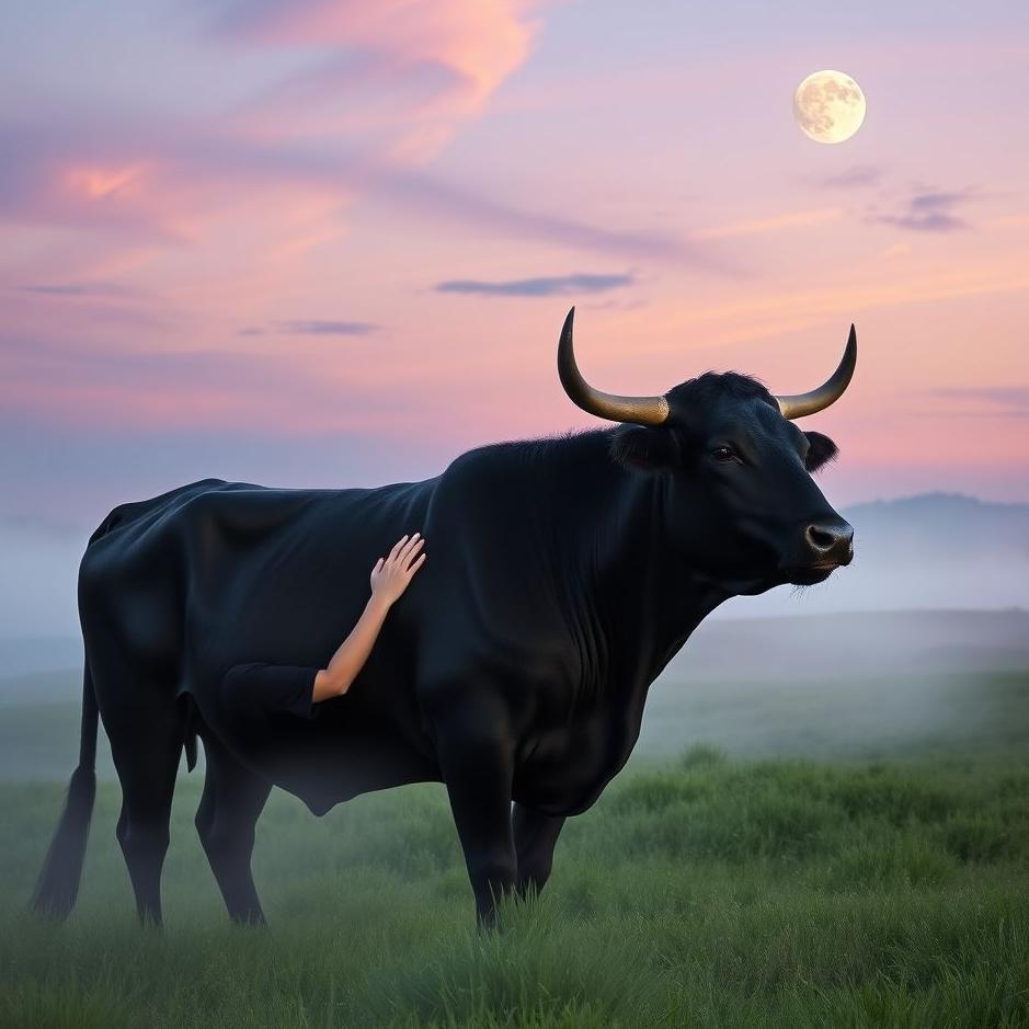 Dream : Petting a black bull in a dream