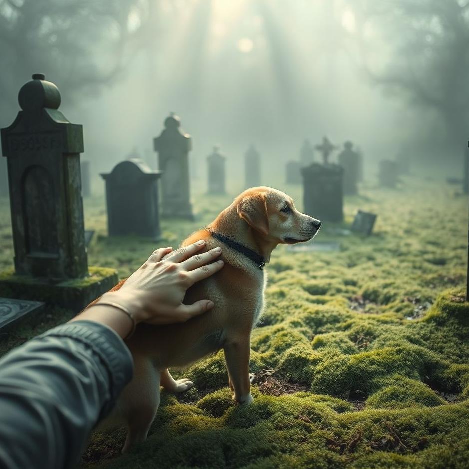 Dream : Petting a dog in a cemetery in a dream