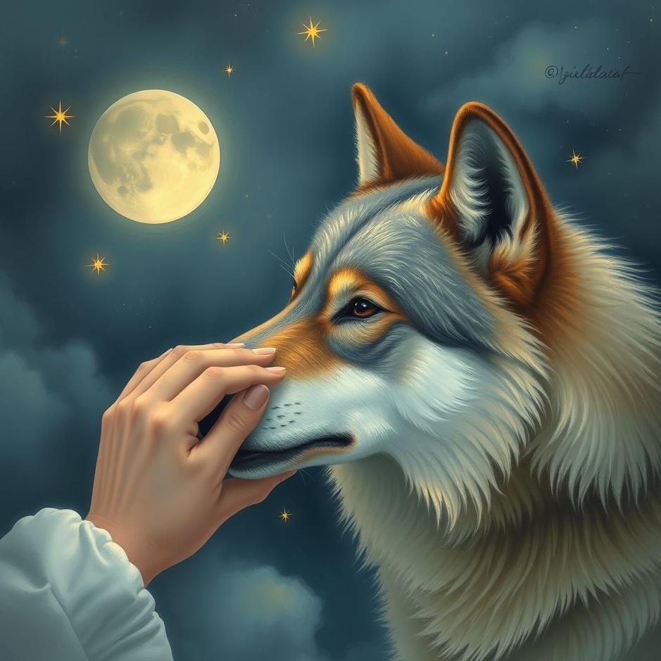 Dream : Petting a wolf in a dream