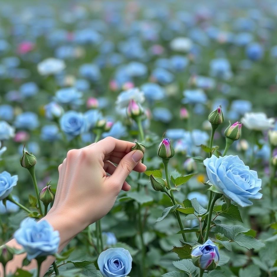 Dream : Picking blue roses in a dream