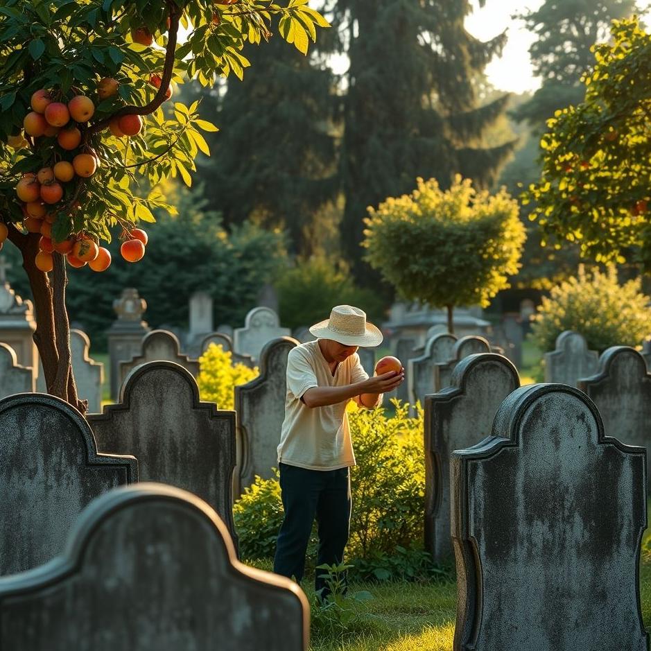 Dream : Picking fruit in a cemetery
