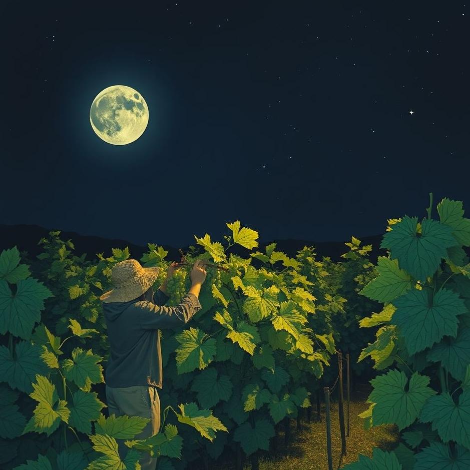 Dream : Picking grapes at night in a dream
