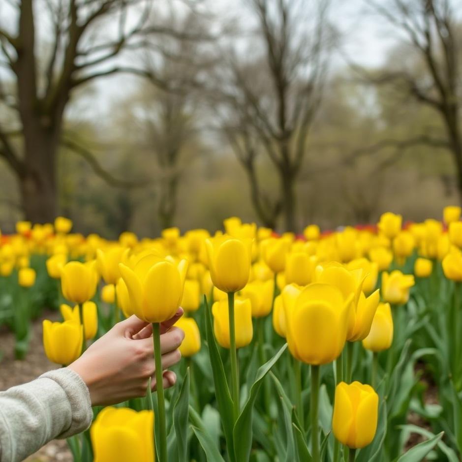 Dream : Picking yellow tulips in a dream