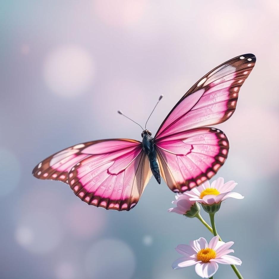 Dream : Pink and blue butterfly in a dream
