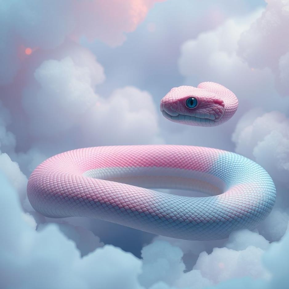 Dream : Pink and blue snake in a dream