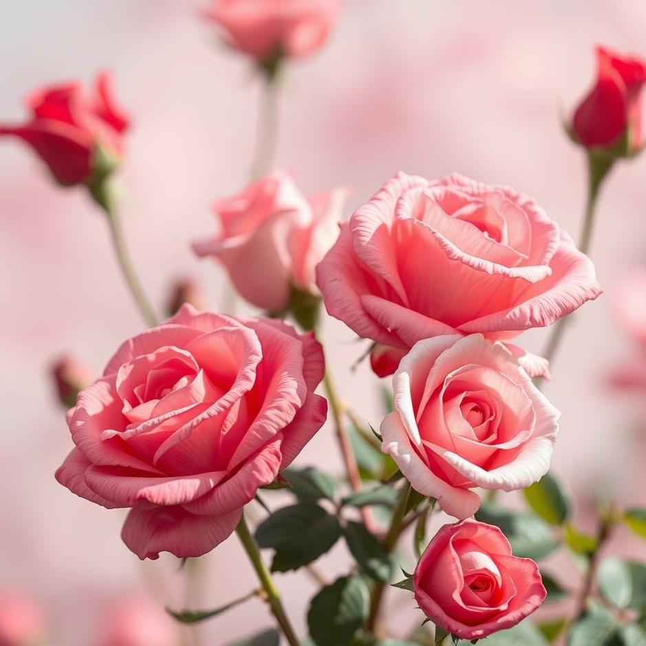 Dream : Pink and red roses in a dream