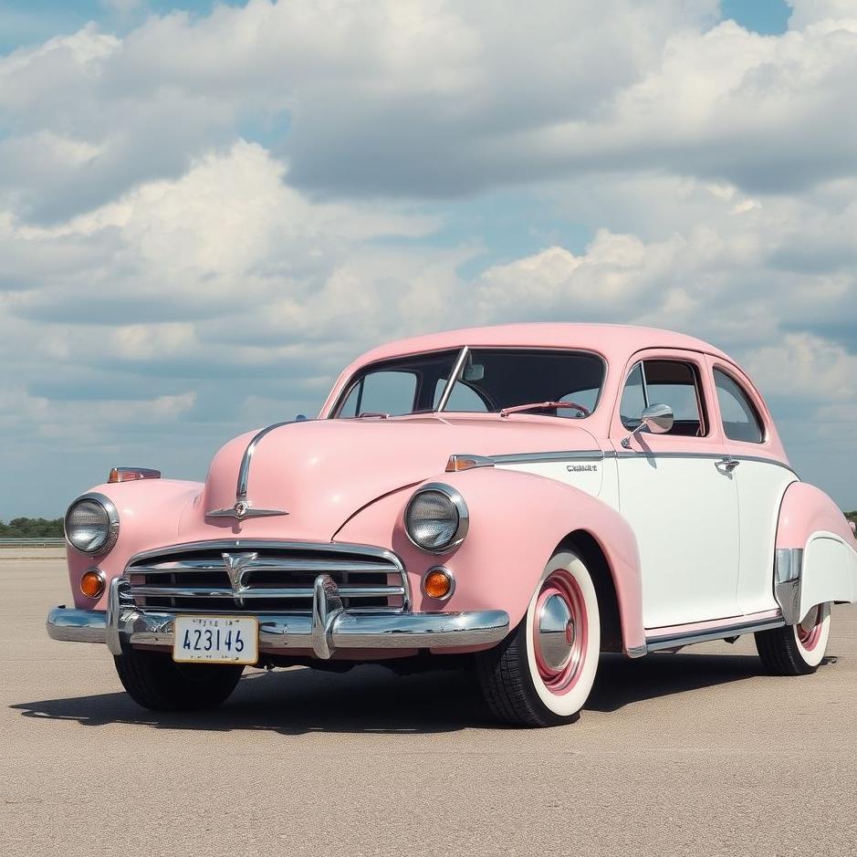 Dream : Pink and white car in a dream