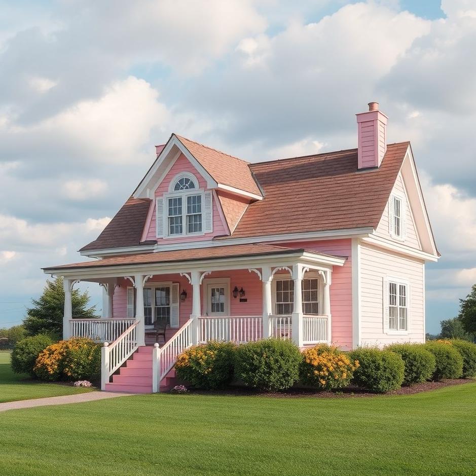 Dream : Pink and white house in a dream