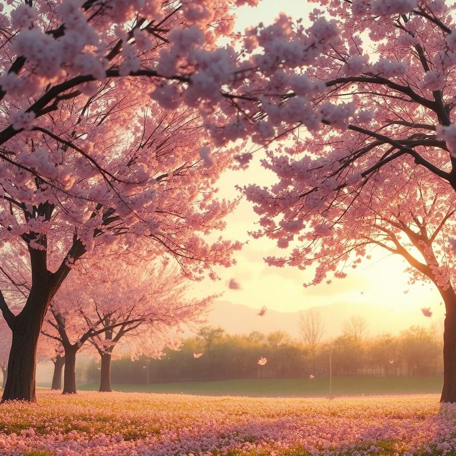 Dream : Pink blooming of trees in the dream