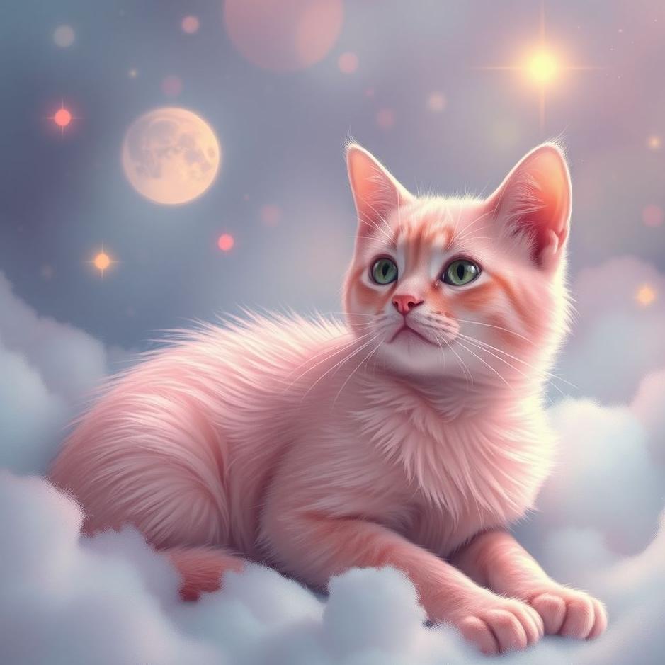 Dream : Pink cat in a dream