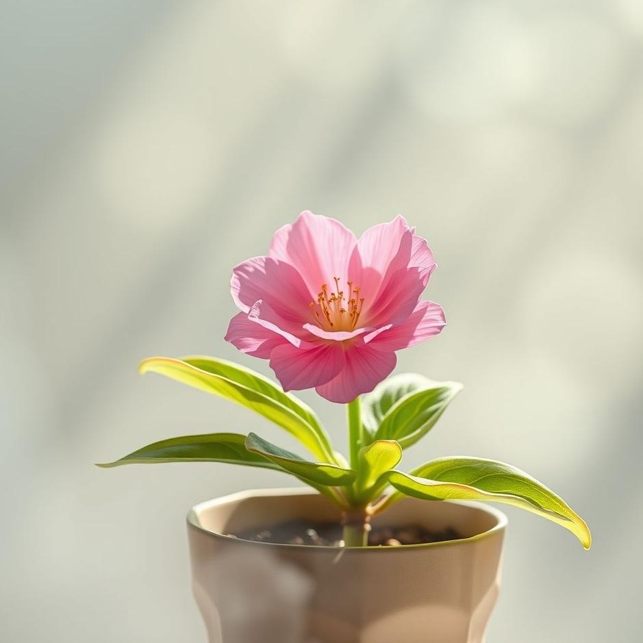 Dream : Pink flower in a pot in a dream