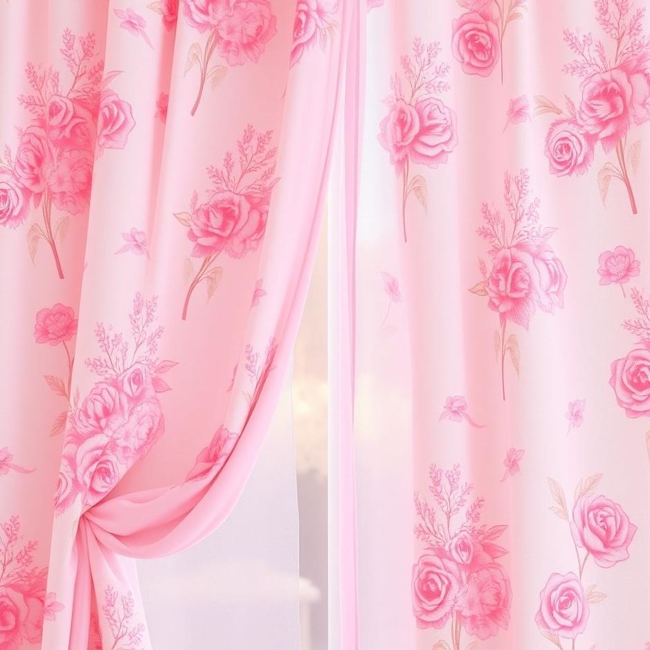 Dream : Pink flowered curtain in a dream