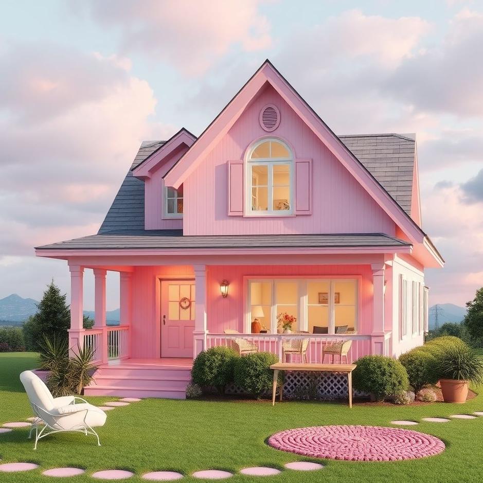 Dream : Pink furnished house in a dream