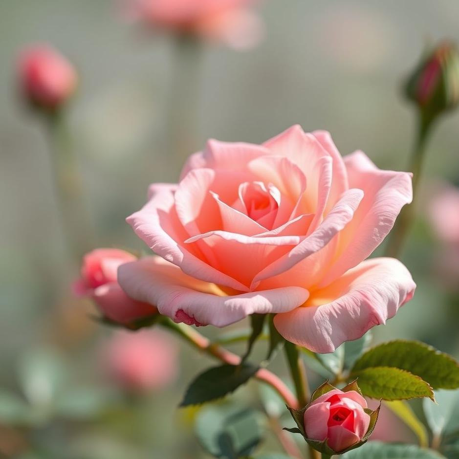 Dream : Pink rose bloom in a dream
