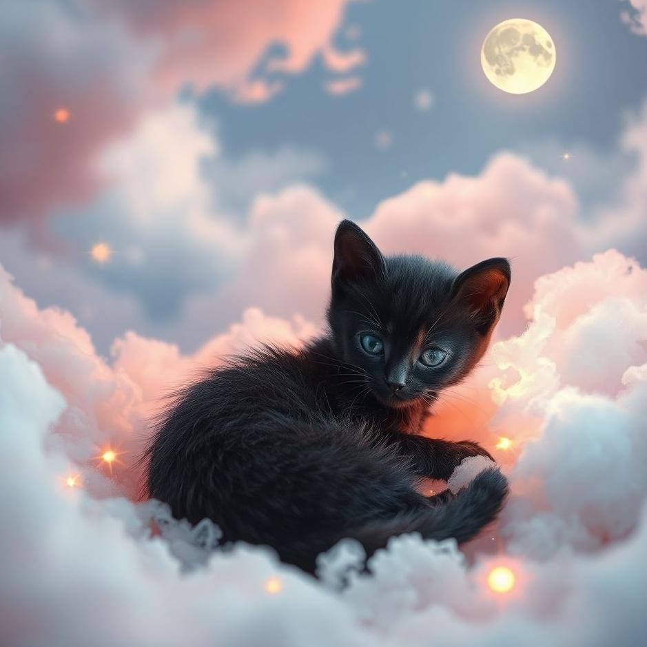 Dream : Placing a black kitten in a dream