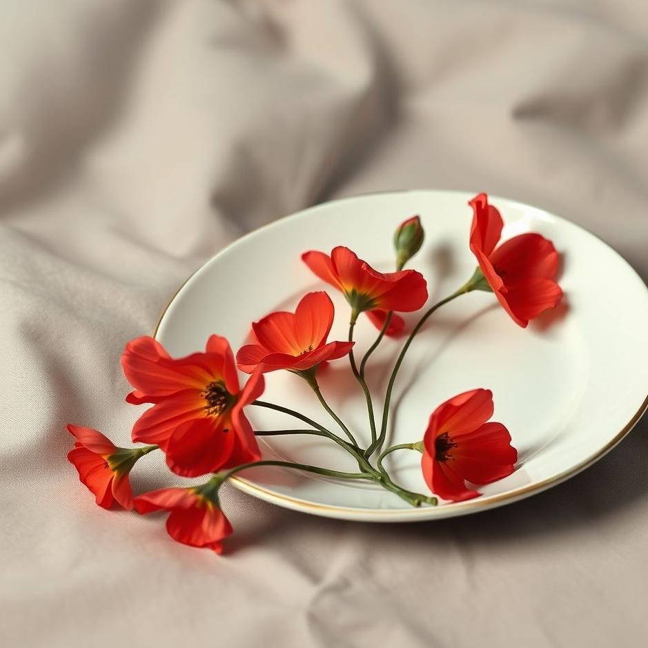 Dream : Plate with red flowers in a dream