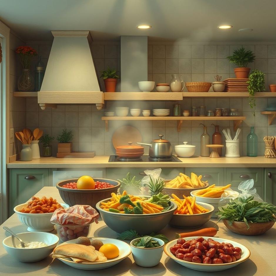 Dream : Plenty of food in the kitchen in a dream