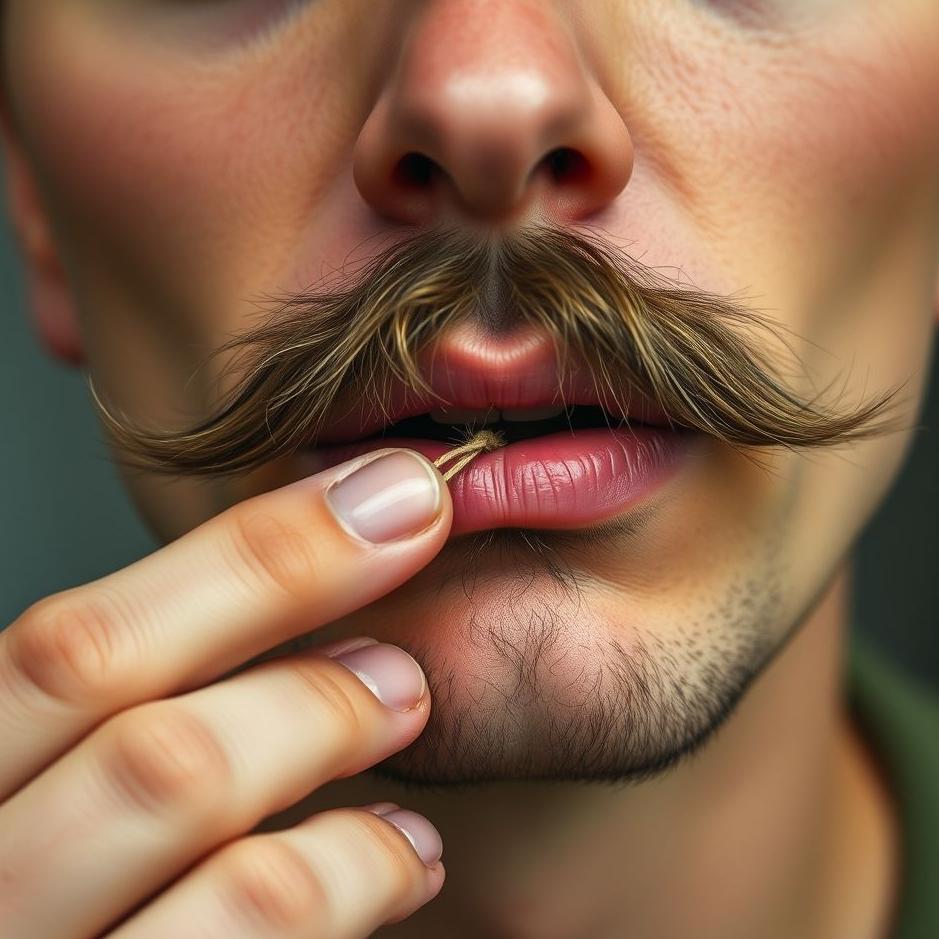 Dream : Plucking a moustache with a string