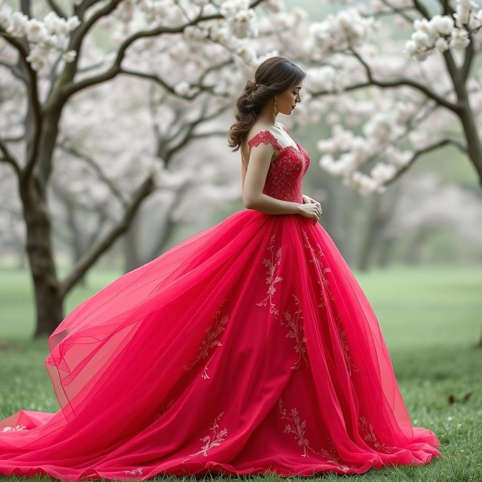 Dream : Pomegranate-colored engagement dress in a dream
