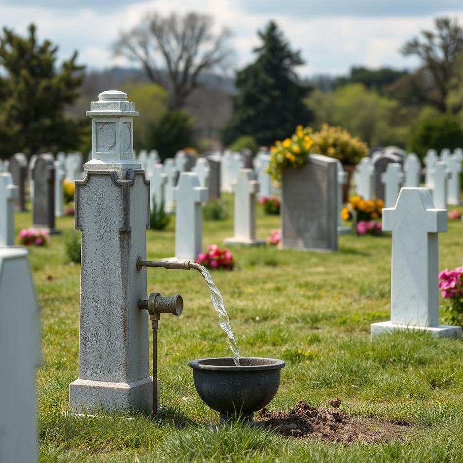 Dream : Pouring water in a cemetery