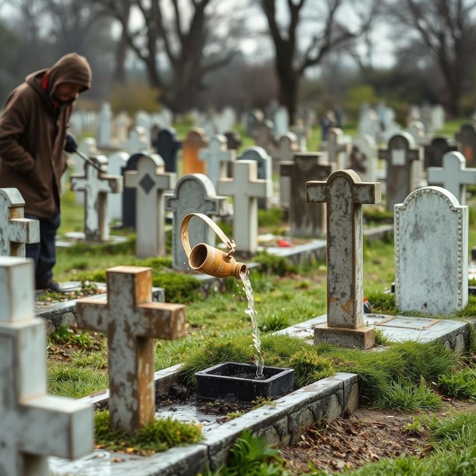 Dream : Pouring water on graves