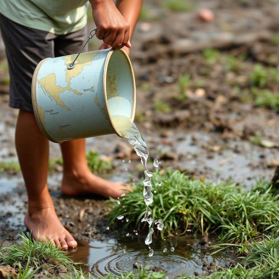 Dream : Pouring water on the ground with a bucket