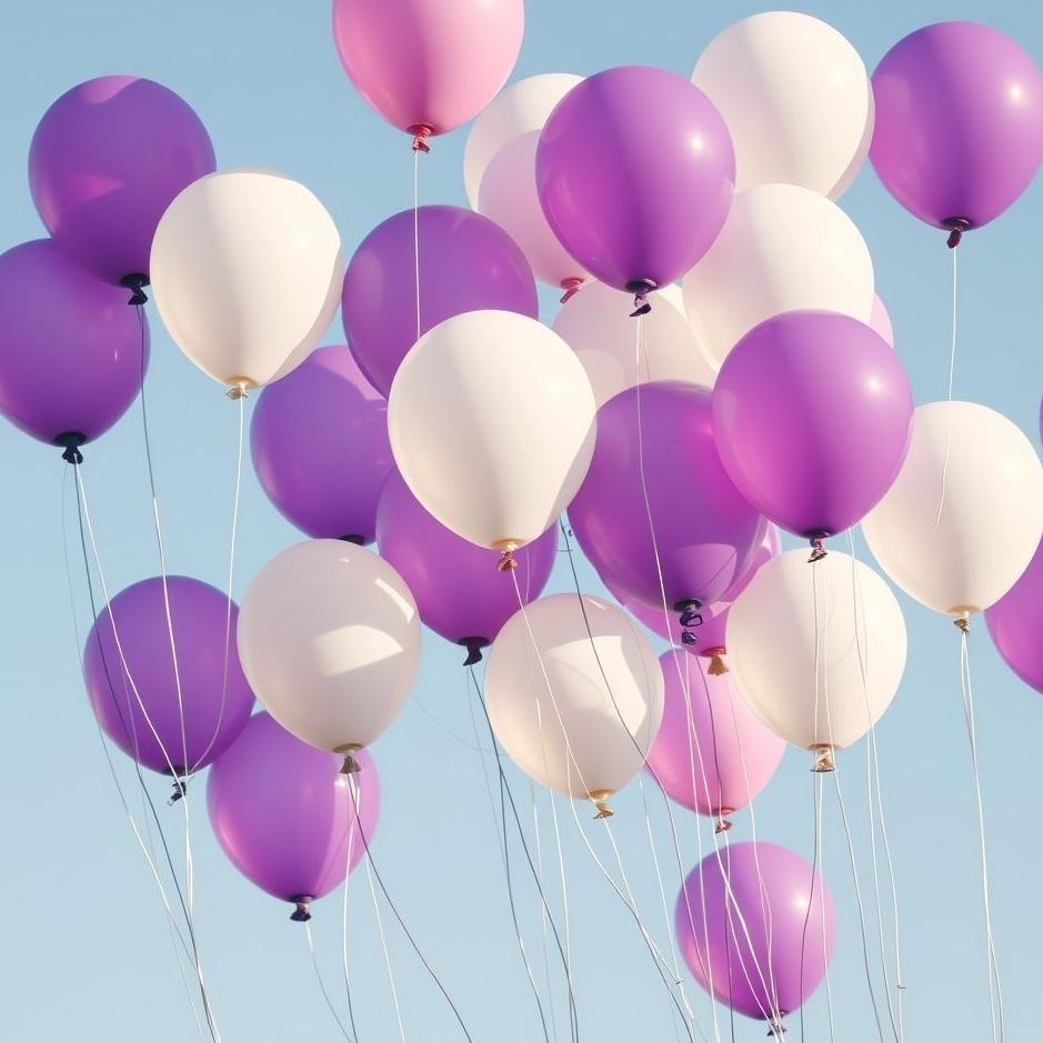 Dream : Purple and white balloons in a dream