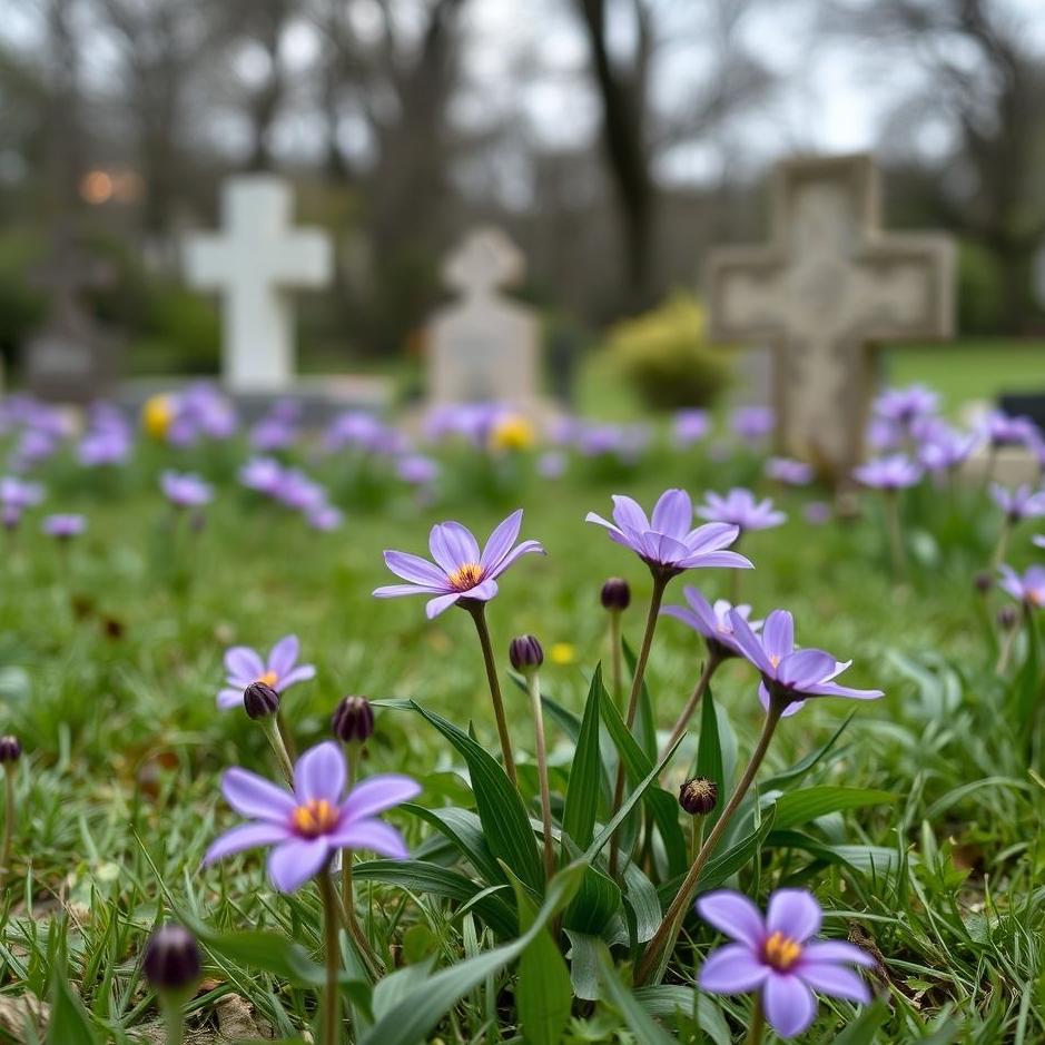 Dream : Purple flowers on a grave in a dream