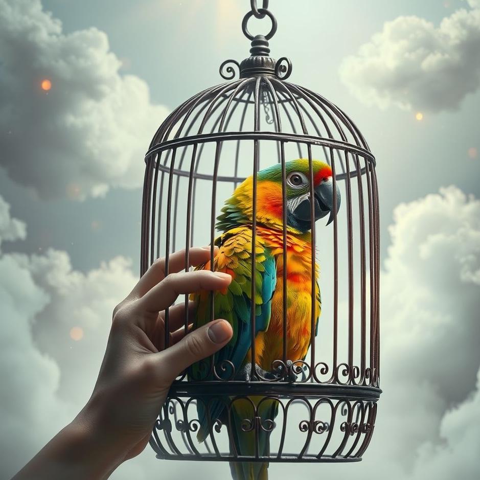 Dream : Putting a parrot in a cage in a dream
