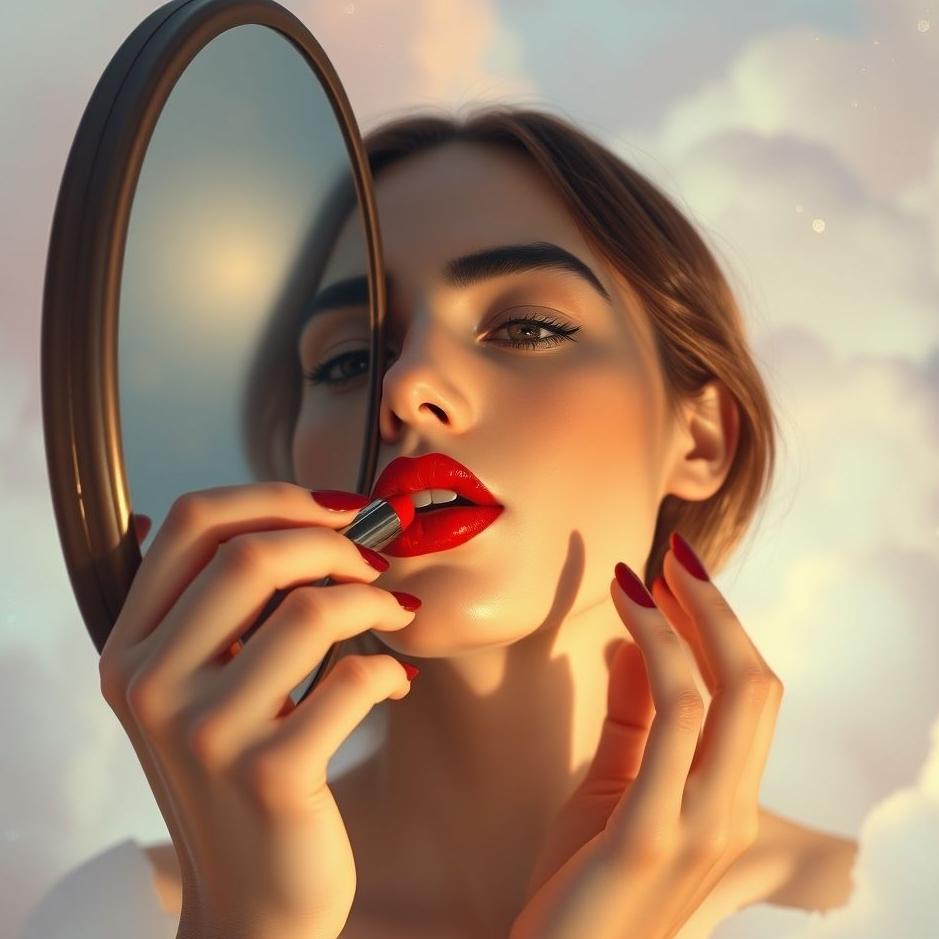 Dream : Putting red lipstick on yourself in a dream