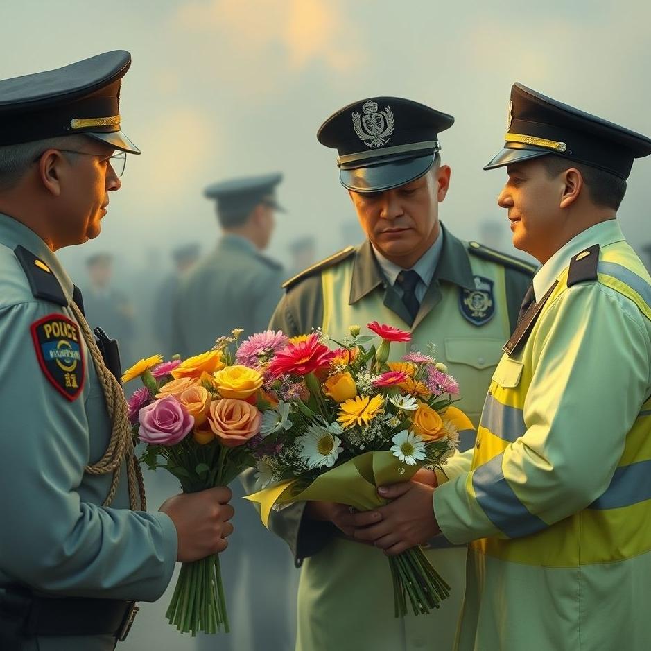 Dream : Receiveing flowers from the police in a dream