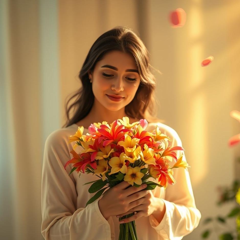 Dream : Receiving flowers from her husband in a dream