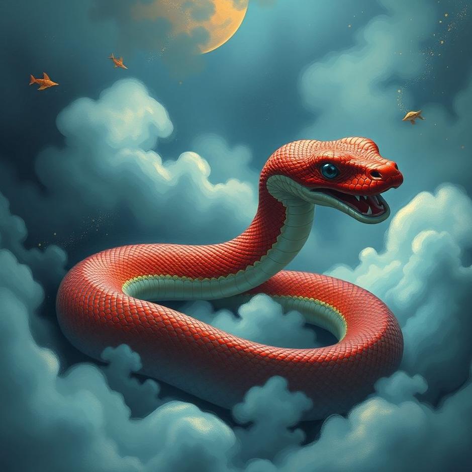 Dream : Red and blue snake in a dream