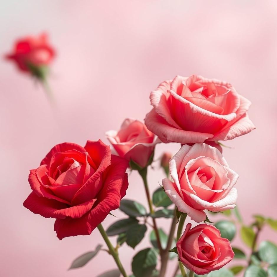 Dream : Red and pink roses in a dream