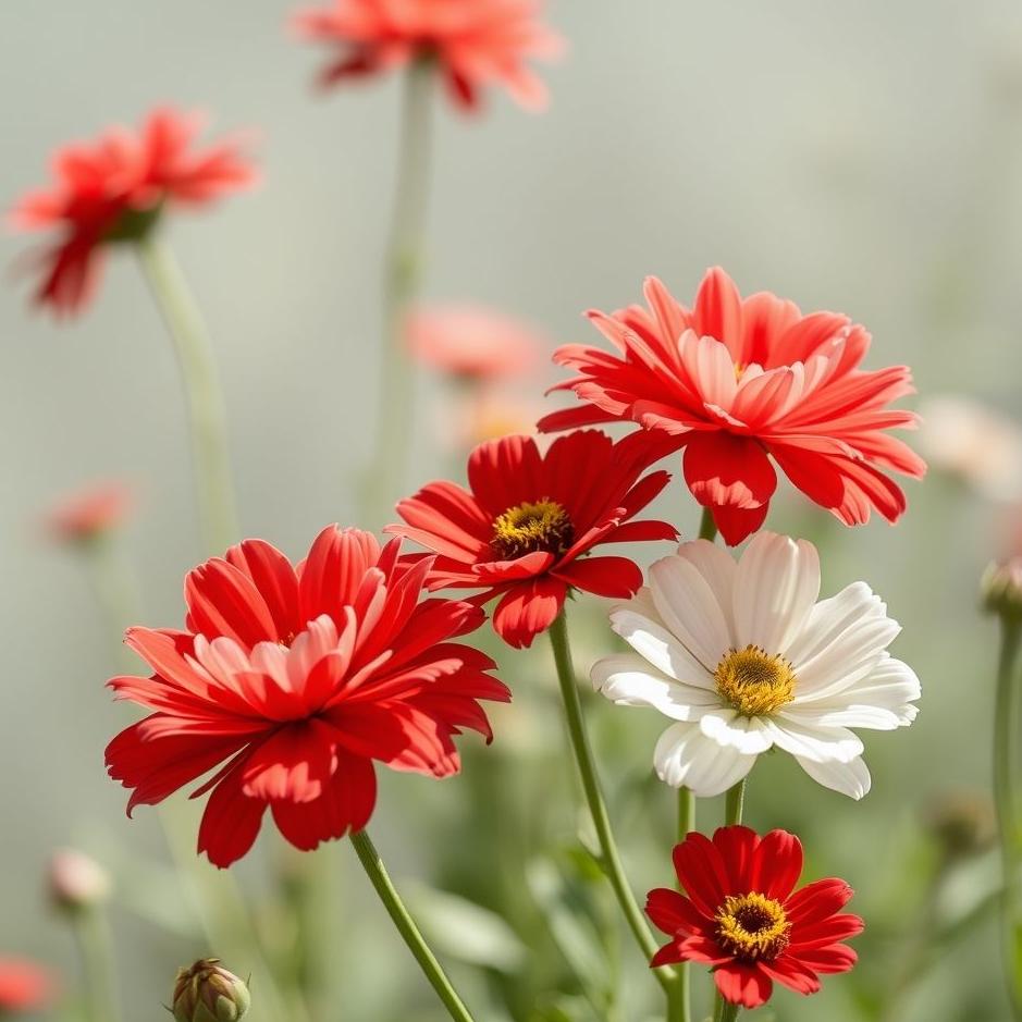 Dream : Red and white flowers in a dream