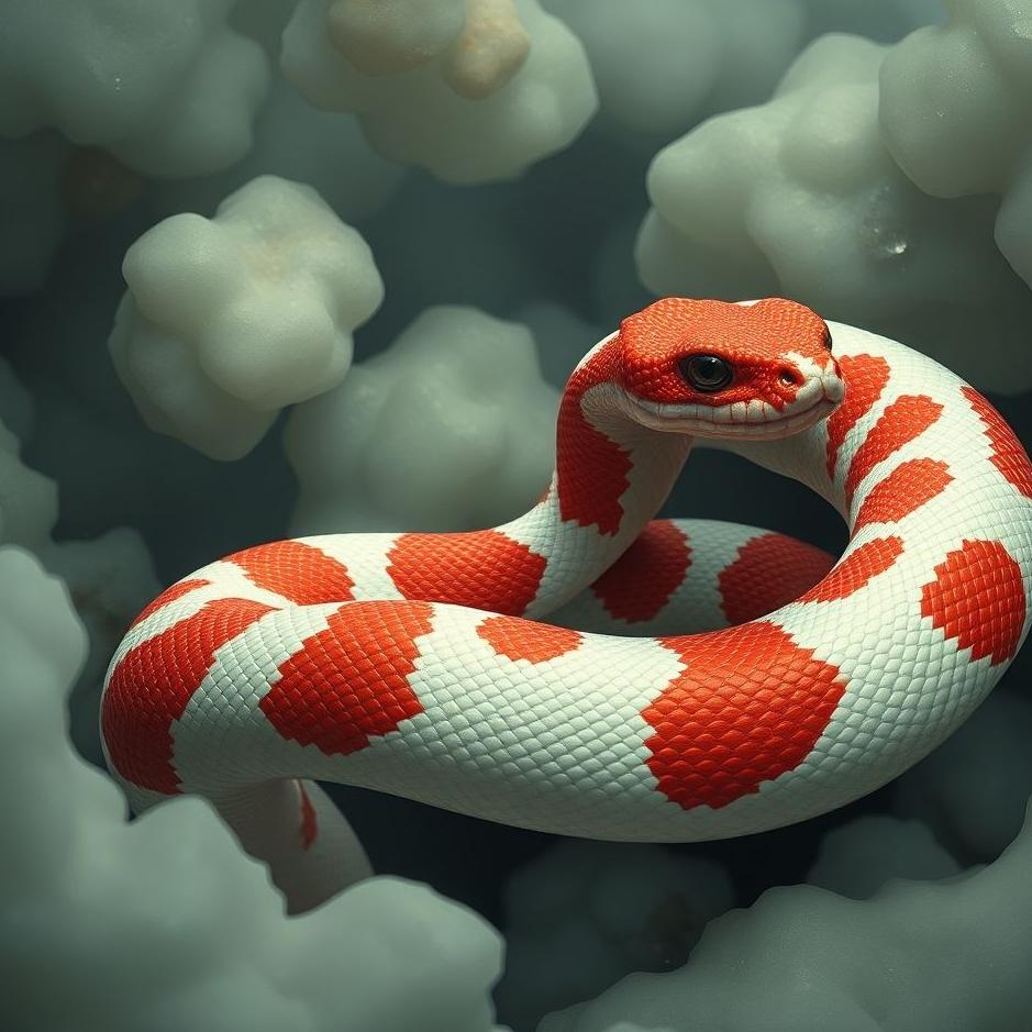 Dream : Red and white snake in a dream