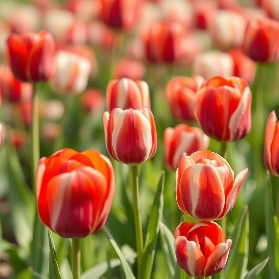 Dream : Red and white tulips in a dream