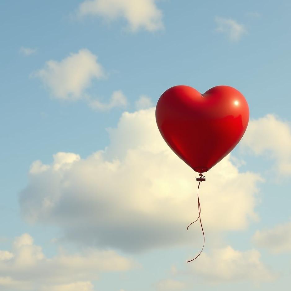 Dream : Red balloon with a heart in a dream